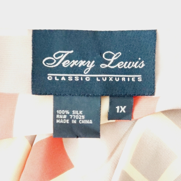 Jerry Lewis Silk Geometric Buttons Long Sleeve Collared Blouse P3510 - Picture 5 of 6